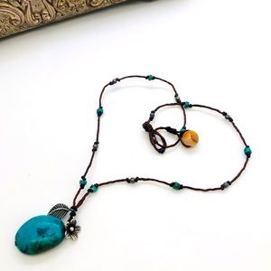 Vintage Natural Turquoise Pendant Necklace